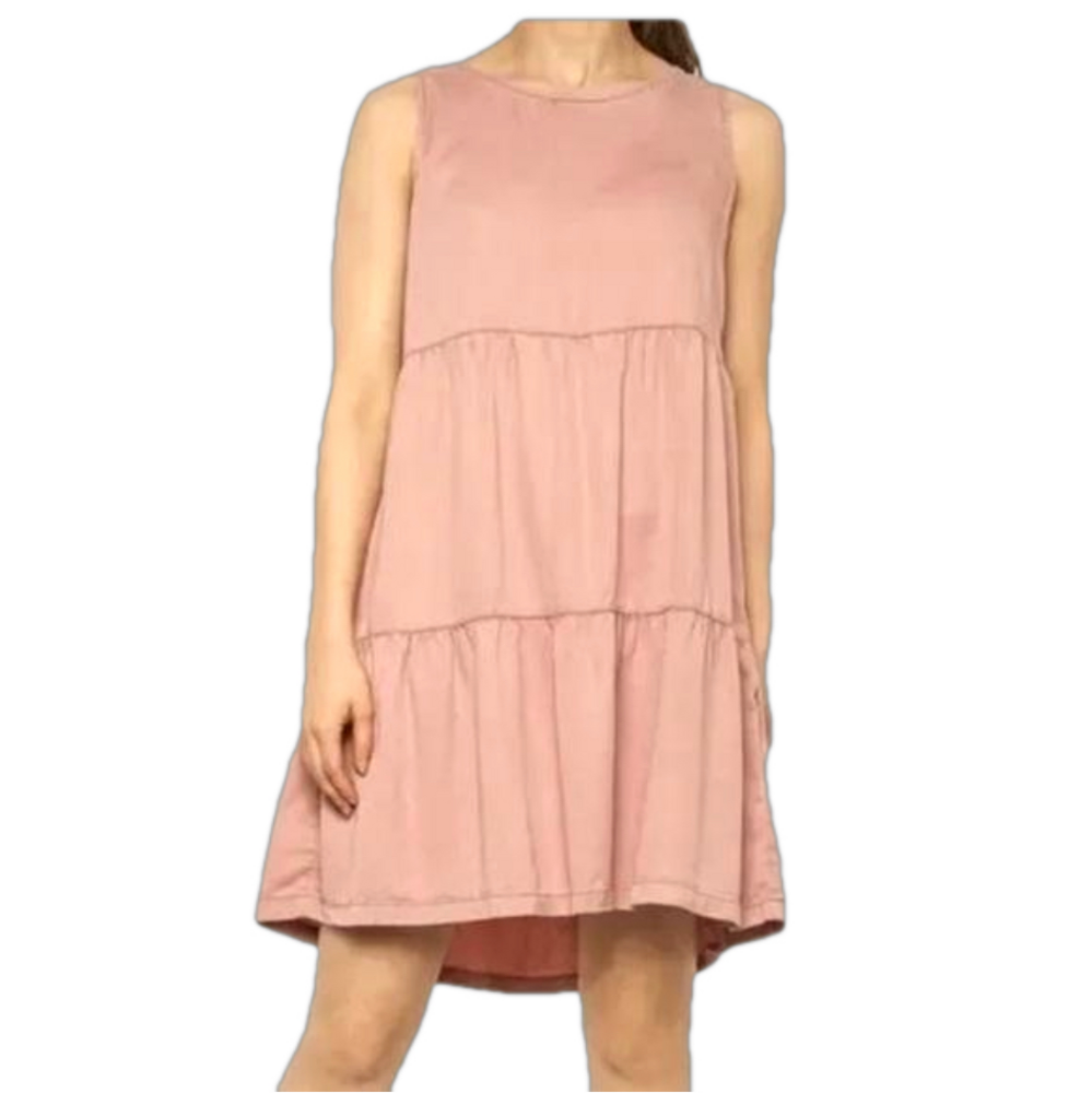 C&C California 100% linen tiered dress